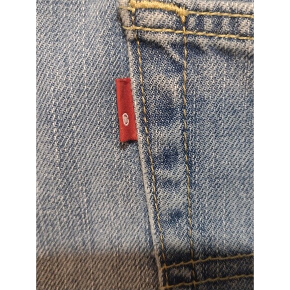 Levi's 505 Jeans Mens 38x30 Blank Red Tab Light Wash Denim Straight - Picture 7 of 11